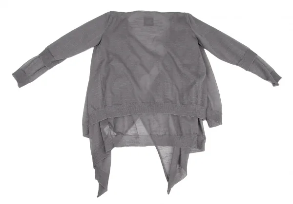 ラグネキカス フォー ヨウジヤマモトRAGNE KIKAS for Yohji Yamamoto シアーレイヤードドレープカーディガン グレー2 K-109292_015