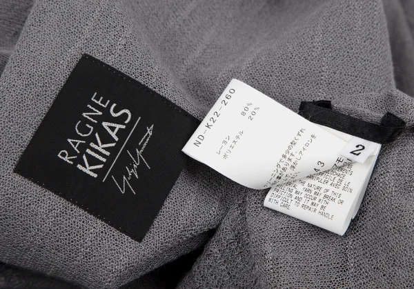 ラグネキカス フォー ヨウジヤマモトRAGNE KIKAS for Yohji Yamamoto シアーレイヤードドレープカーディガン グレー2 K-109292_019