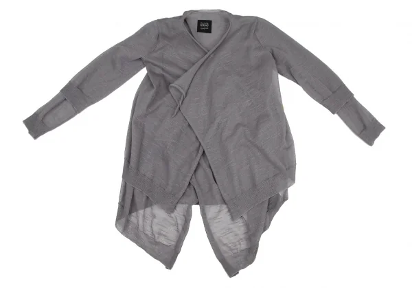 ラグネキカス フォー ヨウジヤマモトRAGNE KIKAS for Yohji Yamamoto シアーレイヤードドレープカーディガン グレー2 K-109292_002