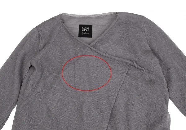 ラグネキカス フォー ヨウジヤマモトRAGNE KIKAS for Yohji Yamamoto シアーレイヤードドレープカーディガン グレー2 K-109292_006