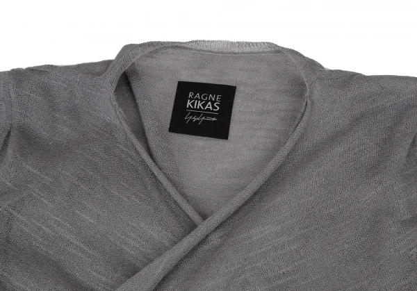 ラグネキカス フォー ヨウジヤマモトRAGNE KIKAS for Yohji Yamamoto シアーレイヤードドレープカーディガン グレー2 K-109292_008