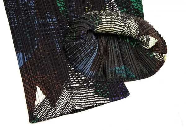 プリーツプリーズPLEATS PLEASE Andante グラフィックプリントプリーツパンツ 黒マルチ2 K-109324_005