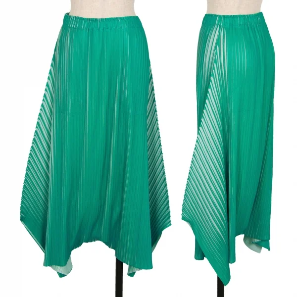 プリーツプリーズPLEATS PLEASE Alt Sunlight 製品プリントプリーツ変形スカートパンツ 緑オフ3 K-109325_001