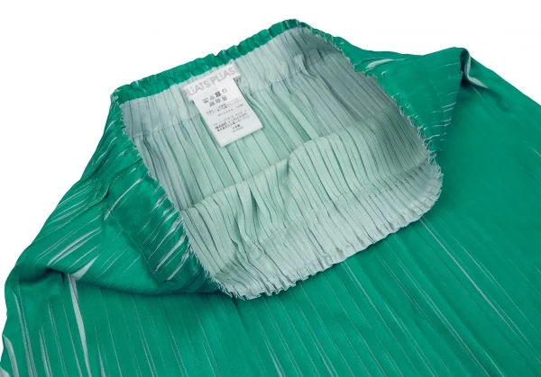 プリーツプリーズPLEATS PLEASE Alt Sunlight 製品プリントプリーツ変形スカートパンツ 緑オフ3 K-109325_004