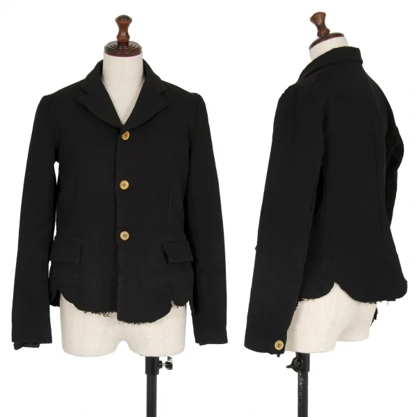 ローブドシャンブル コムデギャルソンrobe de chambre COMME des GARCONSエステル裾ラウンドカッティングジャケット 黒M K-109332_001