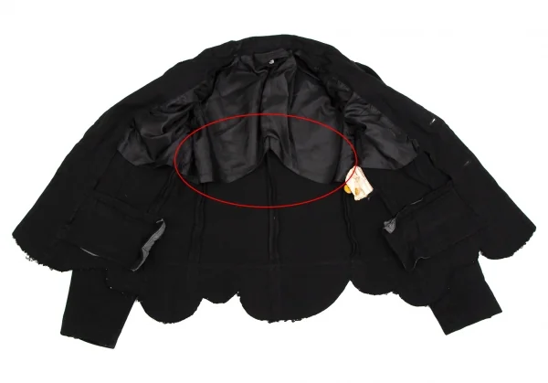 ローブドシャンブル コムデギャルソンrobe de chambre COMME des GARCONSエステル裾ラウンドカッティングジャケット 黒M K-109332_015