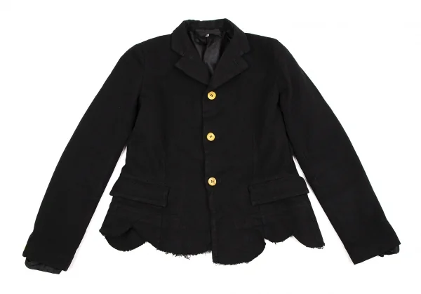 ローブドシャンブル コムデギャルソンrobe de chambre COMME des GARCONSエステル裾ラウンドカッティングジャケット 黒M K-109332_002