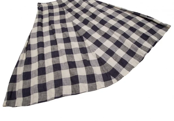 マドモアゼルノンノンMademoiselle NON NON リネンブロックチェックセットアップ 生成り紺38M K-109343_016