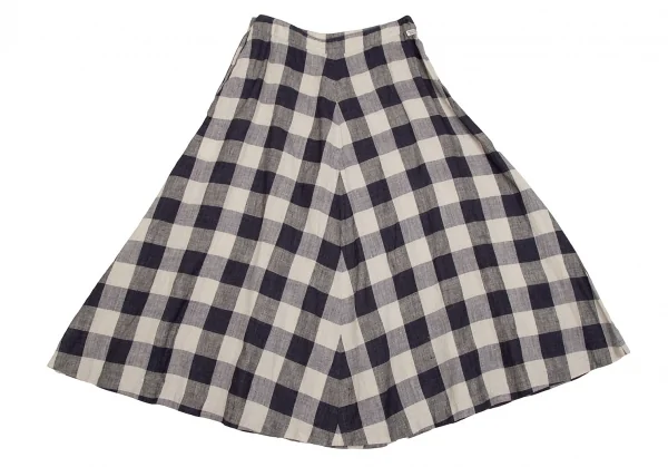 マドモアゼルノンノンMademoiselle NON NON リネンブロックチェックセットアップ 生成り紺38M K-109343_018