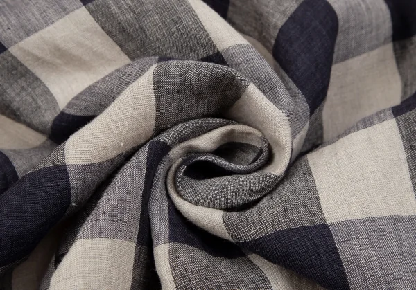 マドモアゼルノンノンMademoiselle NON NON リネンブロックチェックセットアップ 生成り紺38M K-109343_019