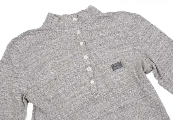 マドモアゼルノンノンMademoiselle NON NON ジャズネップスタンドカラー長袖ポロシャツ 杢グレー38M K-109347_003