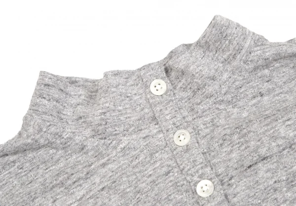 マドモアゼルノンノンMademoiselle NON NON ジャズネップスタンドカラー長袖ポロシャツ 杢グレー38M K-109347_004