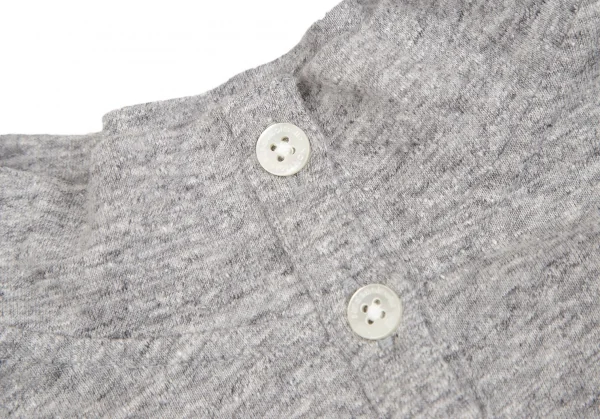 マドモアゼルノンノンMademoiselle NON NON ジャズネップスタンドカラー長袖ポロシャツ 杢グレー38M K-109347_005
