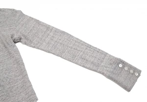 マドモアゼルノンノンMademoiselle NON NON ジャズネップスタンドカラー長袖ポロシャツ 杢グレー38M K-109347_008