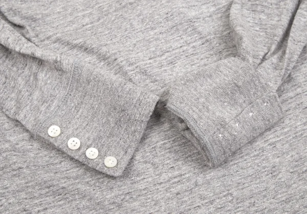 マドモアゼルノンノンMademoiselle NON NON ジャズネップスタンドカラー長袖ポロシャツ 杢グレー38M K-109347_009