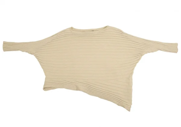 イッセイミヤケISSEY MIYAKE カシミヤ混アシンメトリーニット ベージュ2 K-109369_002