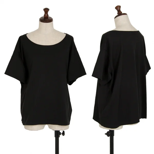イッセイミヤケISSEY MIYAKE コットン裁ち切りオフショルダーTシャツ 黒2 K-109372_001
