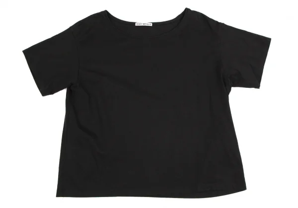 イッセイミヤケISSEY MIYAKE コットン裁ち切りオフショルダーTシャツ 黒2 K-109372_002