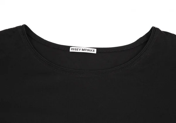 イッセイミヤケISSEY MIYAKE コットン裁ち切りオフショルダーTシャツ 黒2 K-109372_003