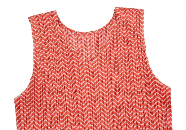 プリーツプリーズPLEATS PLEASE ジグザグボーダータンクトップ オレンジ3 K-109380_003