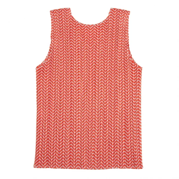プリーツプリーズPLEATS PLEASE ジグザグボーダータンクトップ オレンジ3 K-109380_008
