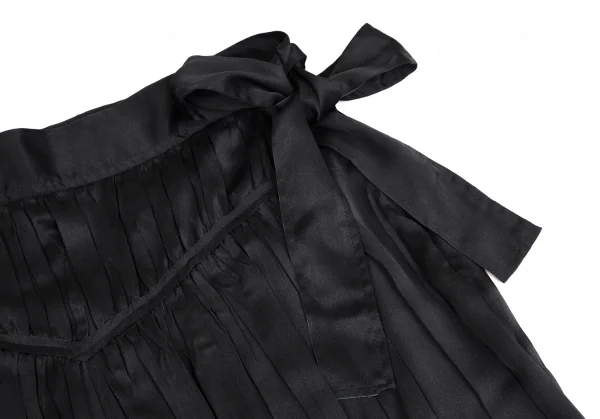 イッセイミヤケISSEY MIYAKE 裾ベロアギャザー切替スカート 黒2 K-109417_004
