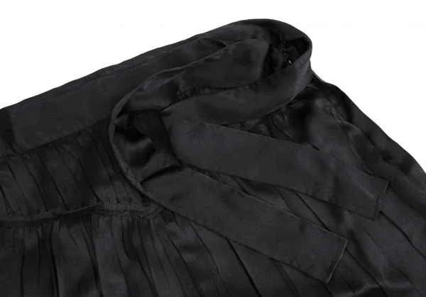 イッセイミヤケISSEY MIYAKE 裾ベロアギャザー切替スカート 黒2 K-109417_005