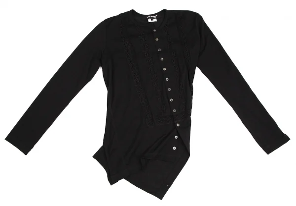 ジュンヤワタナベ コムデギャルソンJUNYA WATANABE COMME des GARCONS レース切替斜行デザイントップス 黒S K-109425_002