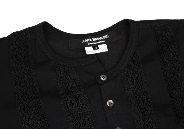ジュンヤワタナベ コムデギャルソンJUNYA WATANABE COMME des GARCONS レース切替斜行デザイントップス 黒S K-109425_004