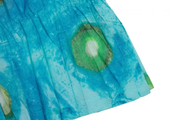 イッセイミヤケ ホワイトレーベルISSEY MIYAKE WHITELABEL 水彩プリントシワプリーツ半袖シャツ 青2 K-109428_010