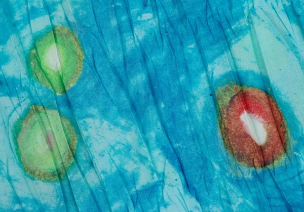 イッセイミヤケ ホワイトレーベルISSEY MIYAKE WHITELABEL 水彩プリントシワプリーツ半袖シャツ 青2 K-109428_014