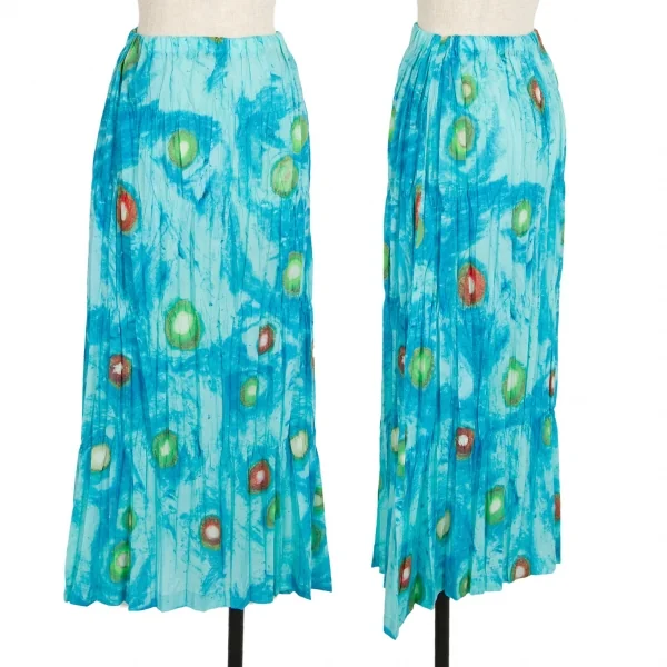 ISSEY MIYAKE WHITELABEL Printed Wrinkle Pleats Skirt Blue 2 K-109429_001