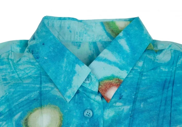 イッセイミヤケ ホワイトレーベルISSEY MIYAKE WHITELABEL 水彩プリントシワプリーツセットアップ 青2 K-109430_004