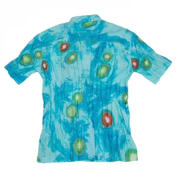 イッセイミヤケ ホワイトレーベルISSEY MIYAKE WHITELABEL 水彩プリントシワプリーツセットアップ 青2 K-109430_008