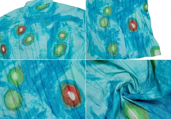 イッセイミヤケ ホワイトレーベルISSEY MIYAKE WHITELABEL 水彩プリントシワプリーツセットアップ 青2 K-109430_009