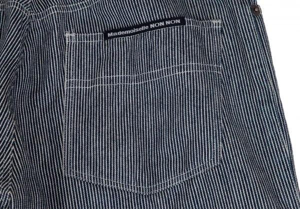 マドモアゼルノンノンMademoiselle NON NONコットンヒッコリーストライプパンツ 白紺M K-109444_010
