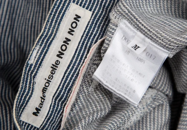 マドモアゼルノンノンMademoiselle NON NONコットンヒッコリーストライプパンツ 白紺M K-109444_014