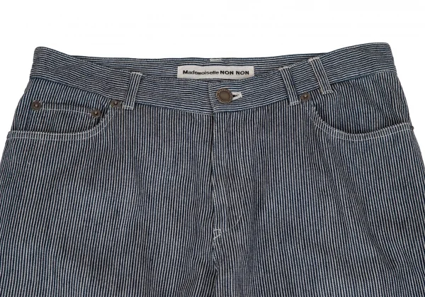 マドモアゼルノンノンMademoiselle NON NONコットンヒッコリーストライプパンツ 白紺M K-109444_002