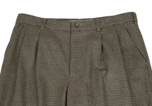 マドモアゼルノンノンMademoiselle NON NON ガンクラブチェックツータックパンツ ベージュ茶38M K-109450_002