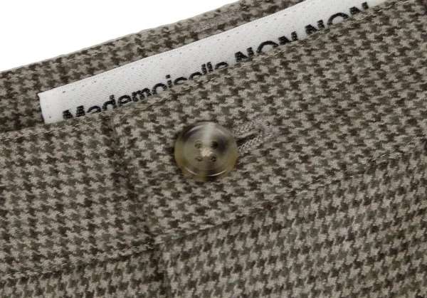 マドモアゼルノンノンMademoiselle NON NON ガンクラブチェックツータックパンツ ベージュ茶38M K-109450_003