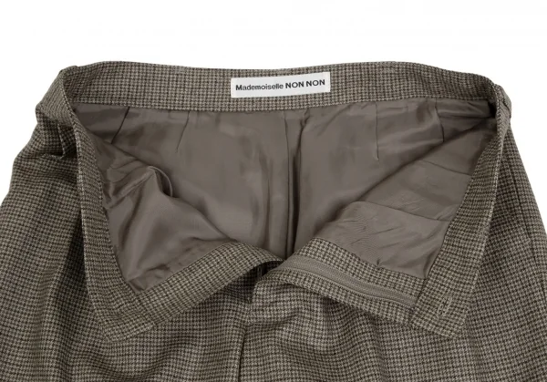 マドモアゼルノンノンMademoiselle NON NON ガンクラブチェックツータックパンツ ベージュ茶38M K-109450_004