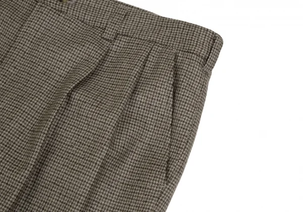 マドモアゼルノンノンMademoiselle NON NON ガンクラブチェックツータックパンツ ベージュ茶38M K-109450_005