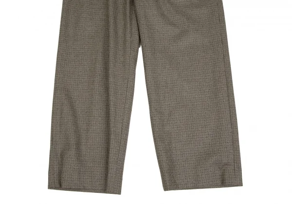 マドモアゼルノンノンMademoiselle NON NON ガンクラブチェックツータックパンツ ベージュ茶38M K-109450_006