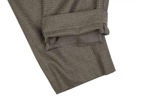 マドモアゼルノンノンMademoiselle NON NON ガンクラブチェックツータックパンツ ベージュ茶38M K-109450_007