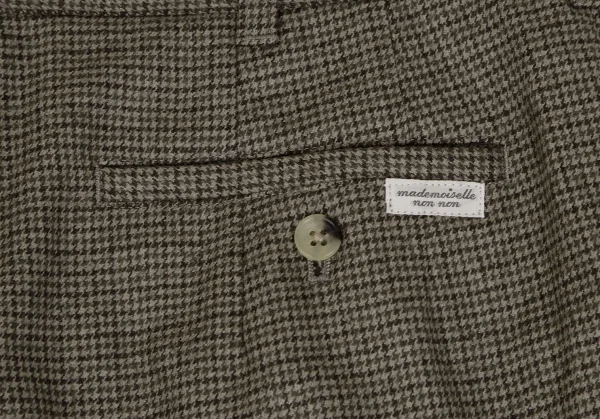 マドモアゼルノンノンMademoiselle NON NON ガンクラブチェックツータックパンツ ベージュ茶38M K-109450_009