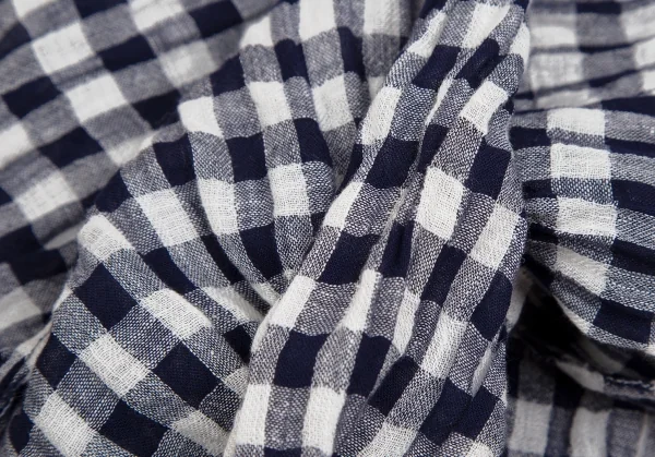 マドモアゼルノンノンMademoiselle NON NON リネンコットンシワ加工ブロックチェックストール 白紺 K-109458_005