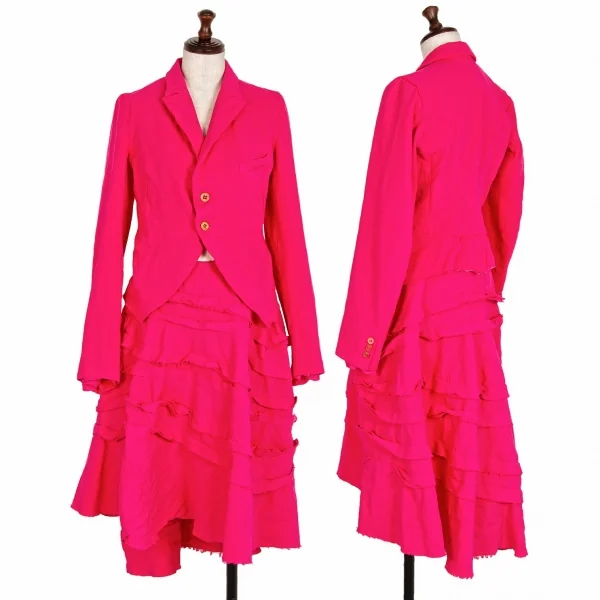 COMME des GARCONS Poly Fulling Short Jacket & Skirt Pink S-M K-109470_001
