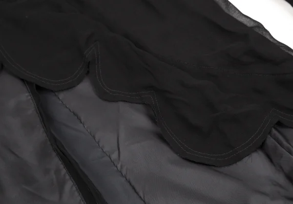 ローブドシャンブル コムデギャルソンrobe de chambre COMME des GARCONSラウンドヘムカットシフォンロングジャケット 黒M K-109502_011