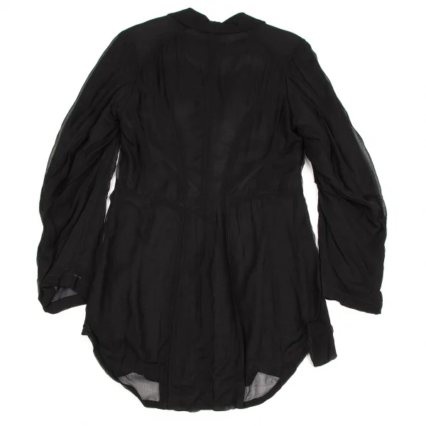 ローブドシャンブル コムデギャルソンrobe de chambre COMME des GARCONSラウンドヘムカットシフォンロングジャケット 黒M K-109502_013