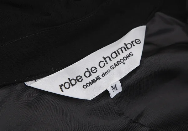 ローブドシャンブル コムデギャルソンrobe de chambre COMME des GARCONSラウンドヘムカットシフォンロングジャケット 黒M K-109502_016